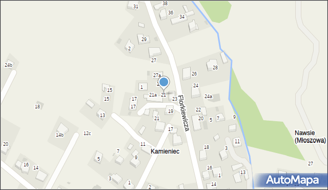 Młoszowa, Florkiewicza, 21, mapa Młoszowa