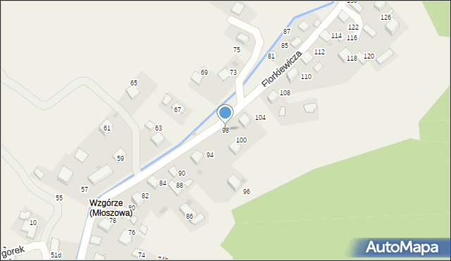 Młoszowa, Florkiewicza, 98, mapa Młoszowa