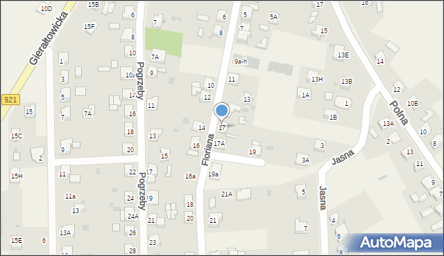 Przyszowice, Floriana, 17, mapa Przyszowice