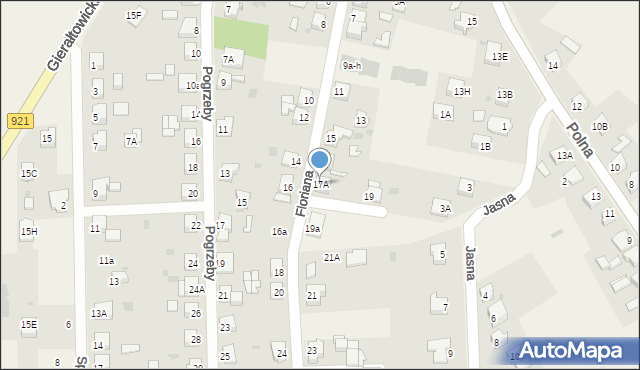 Przyszowice, Floriana, 17A, mapa Przyszowice