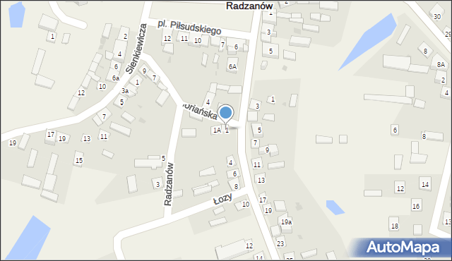 Radzanów, Floriańska, 1, mapa Radzanów