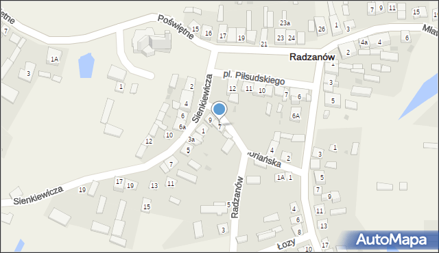 Radzanów, Floriańska, 7, mapa Radzanów