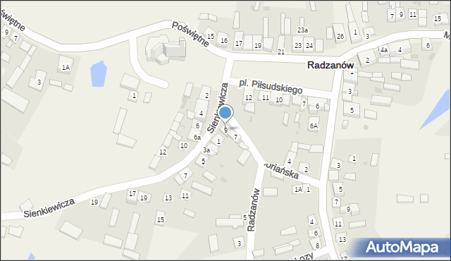 Radzanów, Floriańska, 9, mapa Radzanów