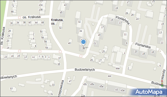 Rybnik, Floriańska, 38, mapa Rybnika