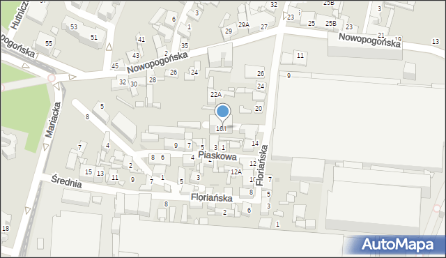 Sosnowiec, Floriańska, 16/I, mapa Sosnowca