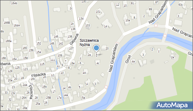 Szczawnica, Flisacka, 2, mapa Szczawnica