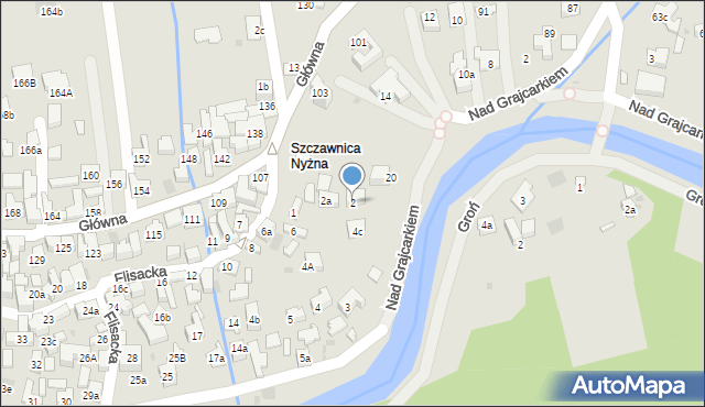 Szczawnica, Flisacka, 2, mapa Szczawnica