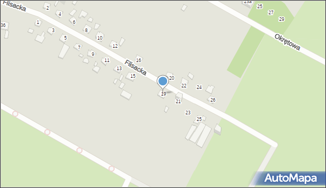 Szczecin, Flisacka, 19, mapa Szczecina