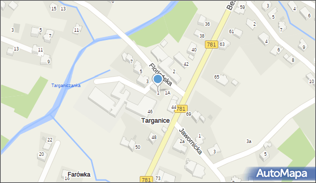 Targanice, Floriańska, 1, mapa Targanice