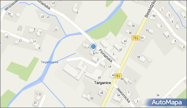 Targanice, Floriańska, 5, mapa Targanice