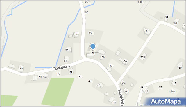 Targanice, Floriańska, 58, mapa Targanice