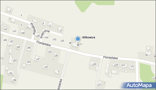 Tomice, Floriańska, 96, mapa Tomice