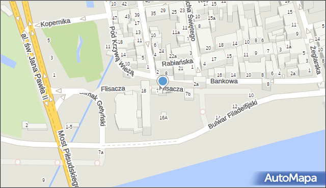Toruń, Flisacza, 7a, mapa Torunia