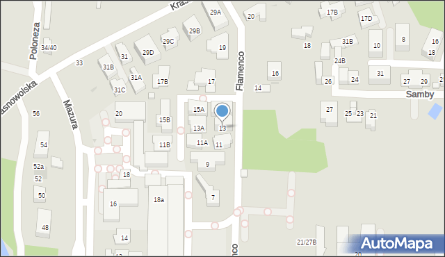 Warszawa, Flamenco, 13, mapa Warszawy