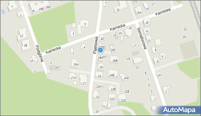 Warszawa, Fletniowa, 26A, mapa Warszawy