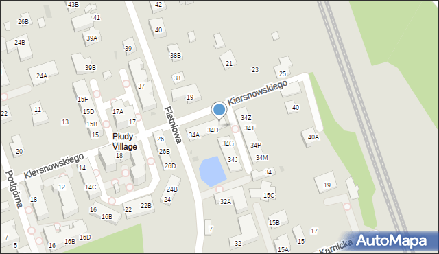 Warszawa, Fletniowa, 34E, mapa Warszawy