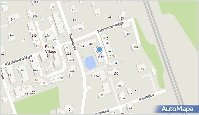 Warszawa, Fletniowa, 34J, mapa Warszawy