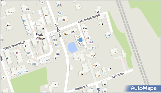 Warszawa, Fletniowa, 34L, mapa Warszawy