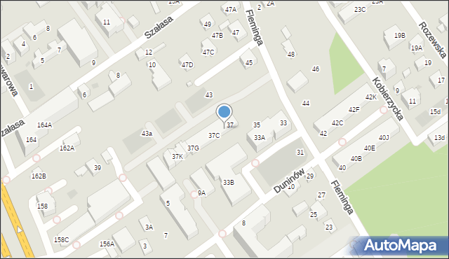 Warszawa, Fleminga Aleksandra, 37A, mapa Warszawy