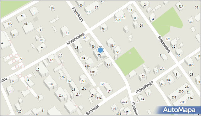Warszawa, Fleminga Aleksandra, 55A, mapa Warszawy