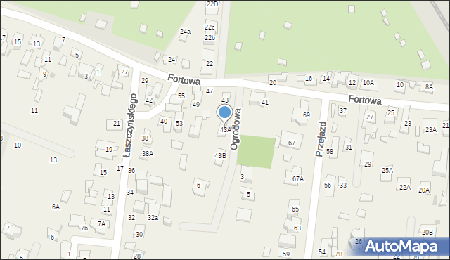 Blizne Łaszczyńskiego, Fortowa, 43A, mapa Blizne Łaszczyńskiego