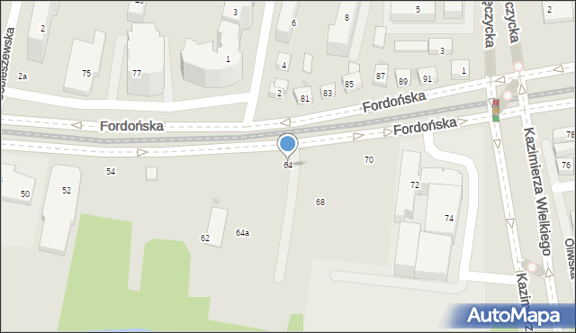 Bydgoszcz, Fordońska, 64, mapa Bydgoszczy