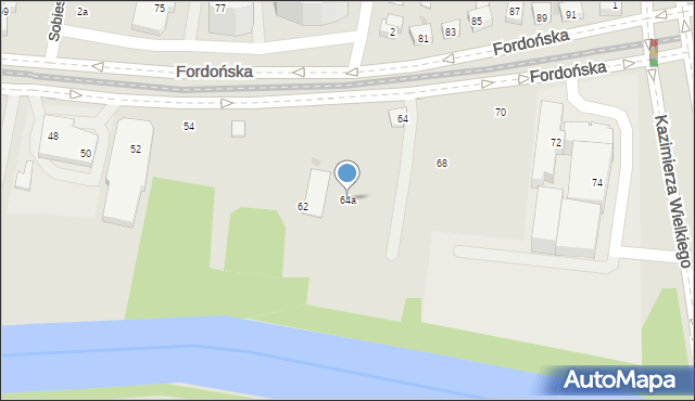 Bydgoszcz, Fordońska, 64a, mapa Bydgoszczy