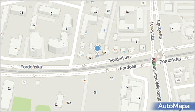 Bydgoszcz, Fordońska, 83, mapa Bydgoszczy
