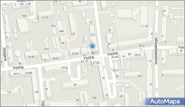 Częstochowa, Focha Ferdynanda, marsz., 38, mapa Częstochowy