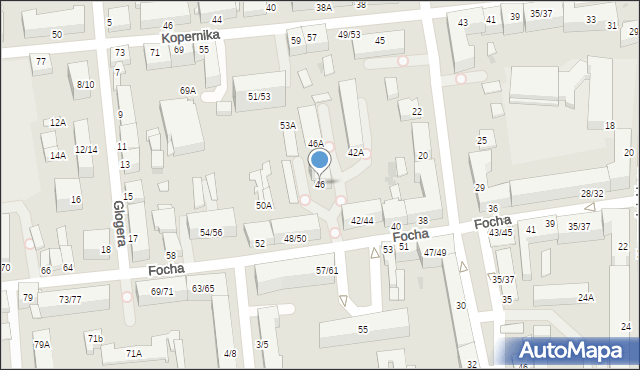 Częstochowa, Focha Ferdynanda, marsz., 46, mapa Częstochowy