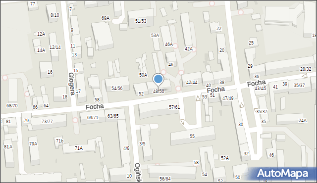 Częstochowa, Focha Ferdynanda, marsz., 48/50, mapa Częstochowy