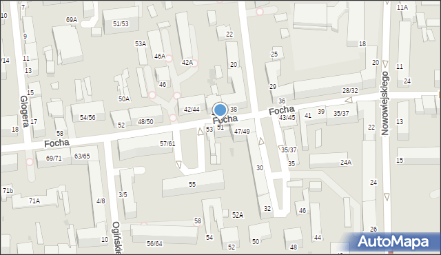 Częstochowa, Focha Ferdynanda, marsz., 51, mapa Częstochowy