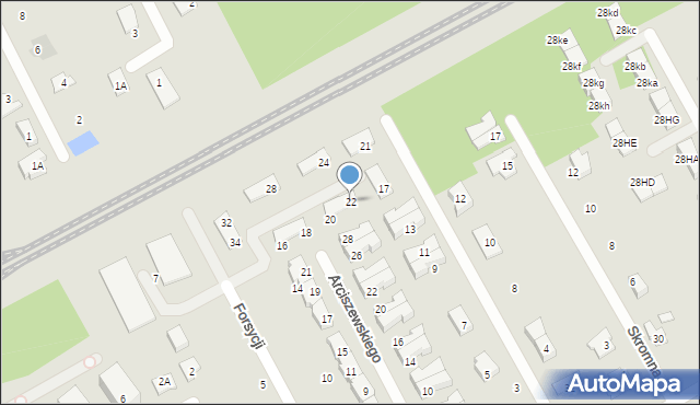 Grodzisk Mazowiecki, Forsycji, 22, mapa Grodzisk Mazowiecki