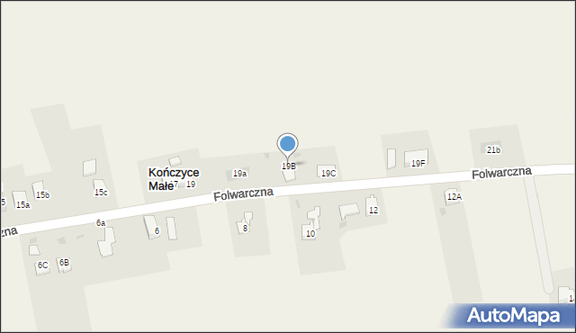 Kończyce Małe, Folwarczna, 19B, mapa Kończyce Małe