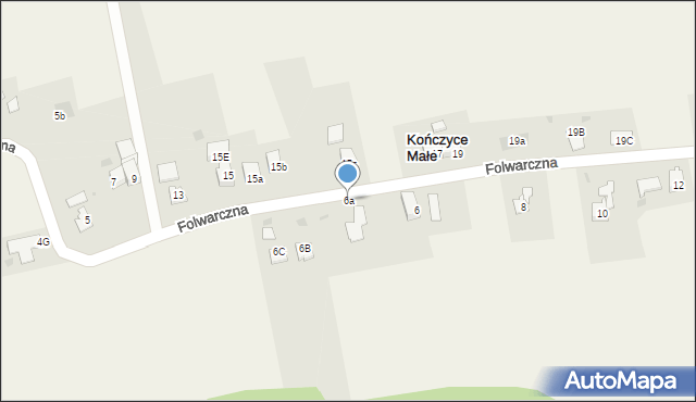 Kończyce Małe, Folwarczna, 6a, mapa Kończyce Małe