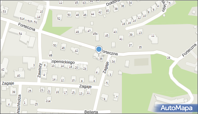 Kraków, Forteczna, 38, mapa Krakowa