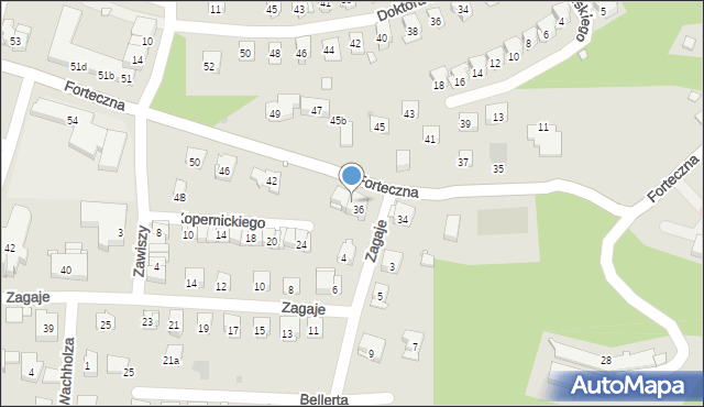 Kraków, Forteczna, 38, mapa Krakowa