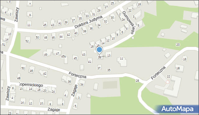 Kraków, Forteczna, 39, mapa Krakowa