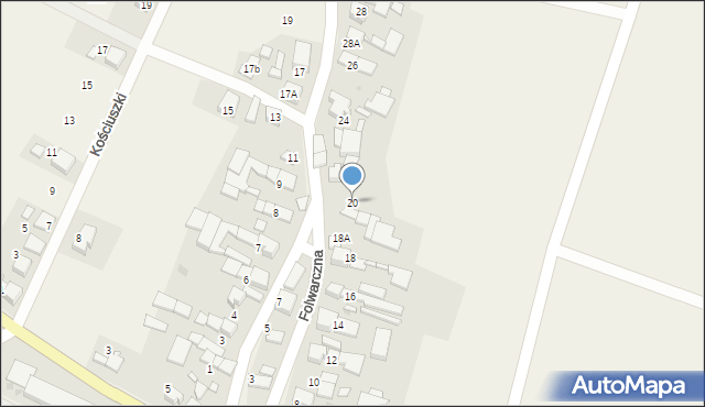 Krowiarki, Folwarczna, 20, mapa Krowiarki
