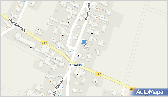 Krowiarki, Folwarczna, 4, mapa Krowiarki