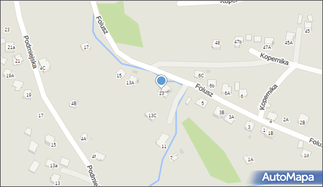 Miechów, Folusz, 13, mapa Miechów