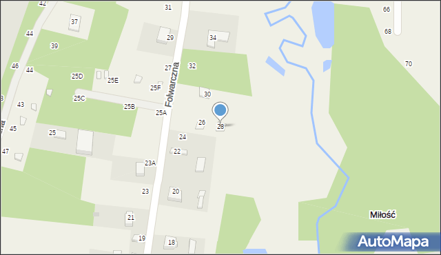 Miłość, Folwarczna, 28, mapa Miłość