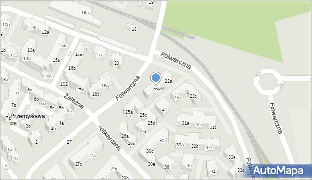 Poznań, Folwarczna, 22c, mapa Poznania