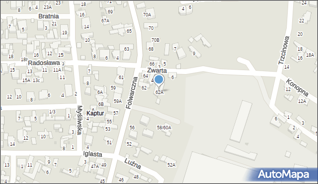 Radom, Folwarczna, 62A, mapa Radomia