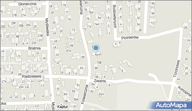 Radom, Folwarczna, 70, mapa Radomia
