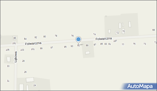 Różanka, Folwarczna, 91, mapa Różanka