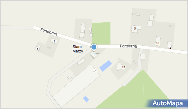 Stare Marzy, Forteczna, 1, mapa Stare Marzy