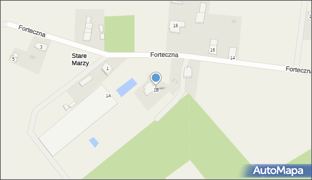 Stare Marzy, Forteczna, 1B, mapa Stare Marzy