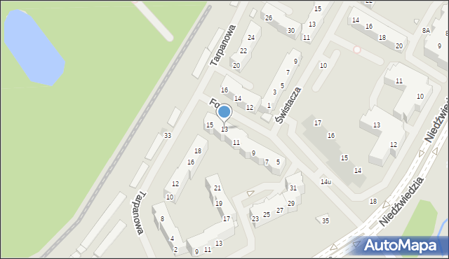 Szczecin, Focza, 13, mapa Szczecina