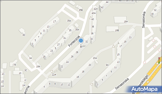 Wałbrzych, Forteczna, 30, mapa Wałbrzycha